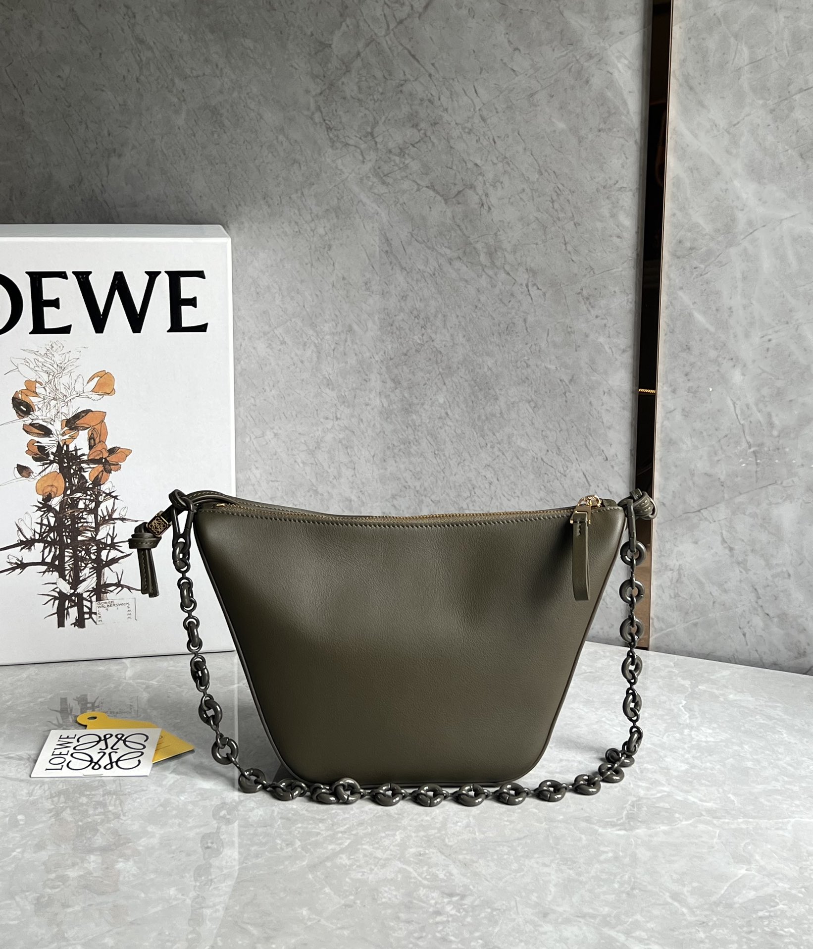 Loewe Mini Hammock Hobo Bag in Classic Calfskin Dark Green